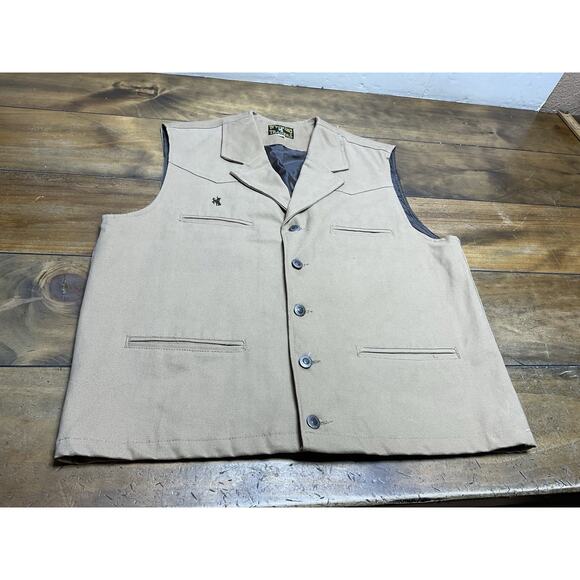 Wyoming Traders Vest Bronco Canvas Brown Western Cowboy Men's Large - Picture 1 of 12